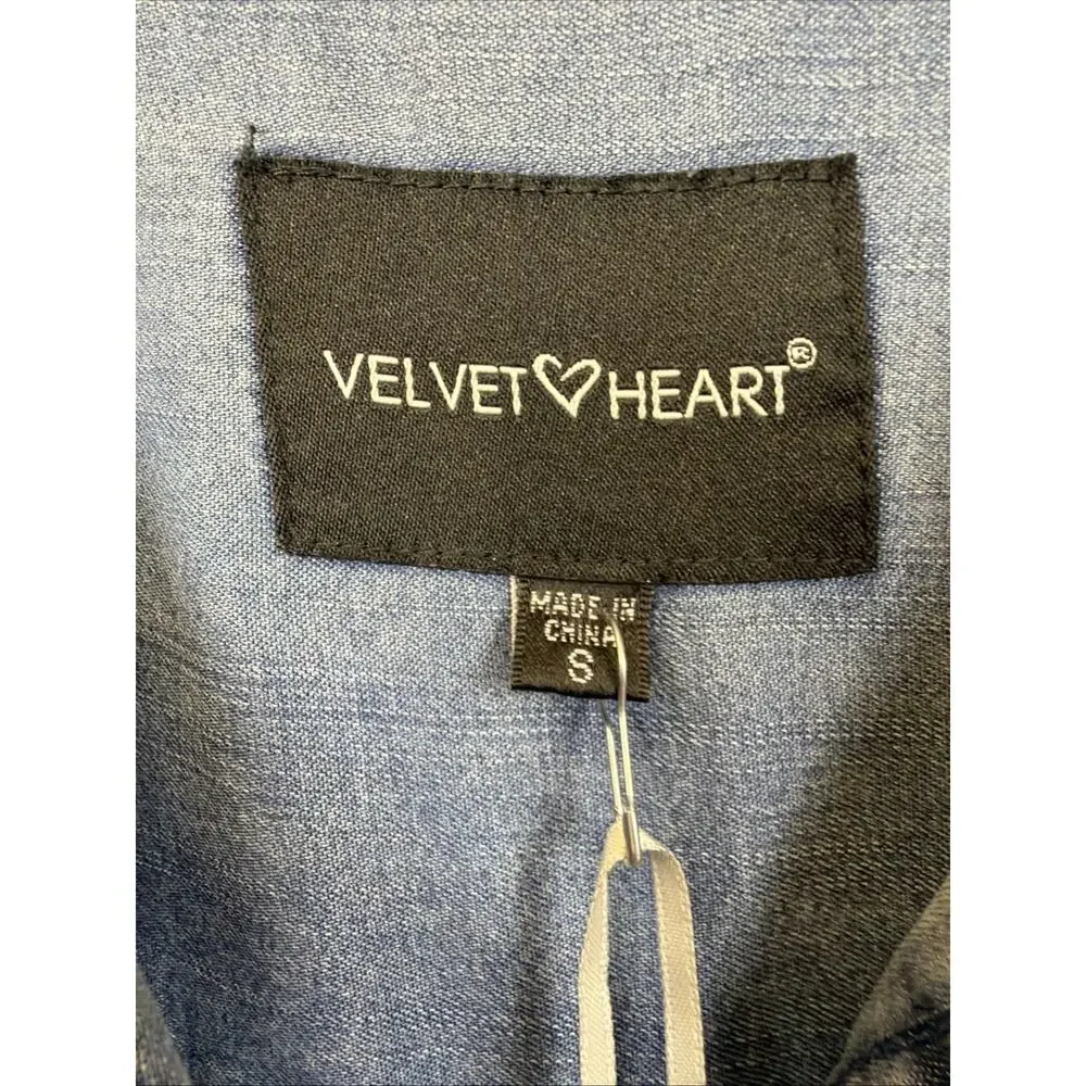 NWT Velvet Heart Blue Pockets Elastic Waist Button Up Shirt Dress #1414 Size SM - Picture 11 of 11